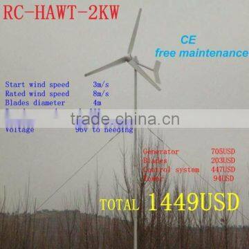 1kw 2kw 3kW 5kw Horizontal axis Wind turbine Generator price