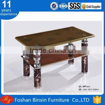 Factory whosale modern F03 rectangular glass coffee table aluminum alloy metal tea table