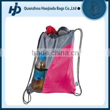 2015 polyester promotional backpack sports gym pack drawstring backpack