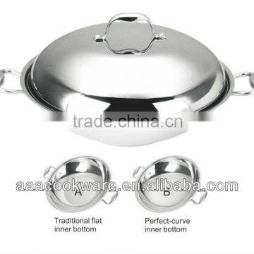 2015 New Products Guangdong Quality Tri-ply Clad Chinese Wok with Stainless Steel Lid For Wholesale