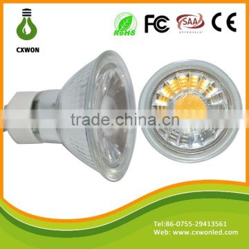 5W cob led spot light 3000k 6000k ce saa aprroved gu10 glass spotlight