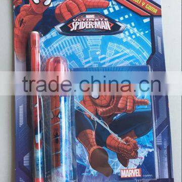 recharge eraser with multi-point pencil with notebook spiderman