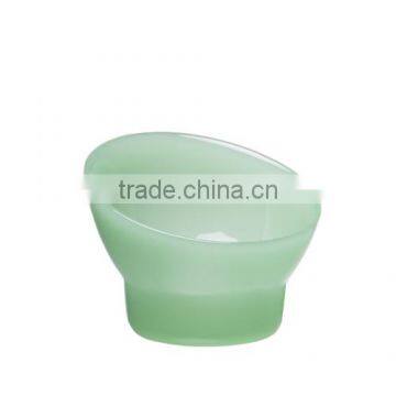 Spinning Glass bowl in jade color and slant rim, 400ml.