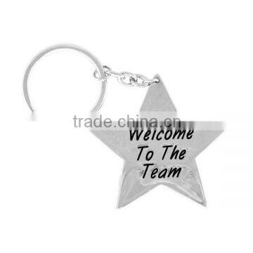 An Allan Robin Design! Silver Tone Star Key Chain "Welcome To The Team" Keyring