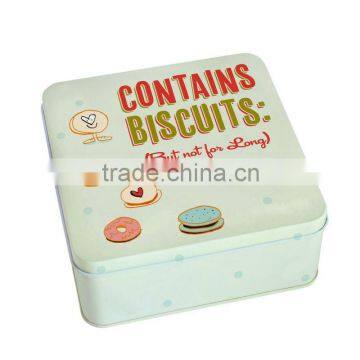 Metal square tin box for biscuit packaging