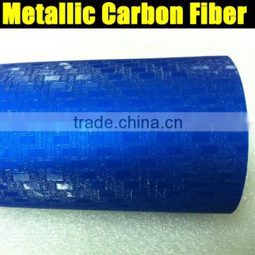 New Sales Great Quality chrome matte 3D Carbon Metallic Film 1.52*20m blue color