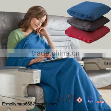 warm feeling plain dyed zipped Microfleece Travel Blanket                        
                                                Quality Choice