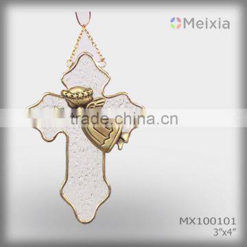 MX100101 tiffany style stained glass angel wall hanging cross pendant christmas ornament