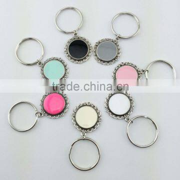 Personalized Vinyl Enamel Disc Filigree Monogram Key Chians photo-2
