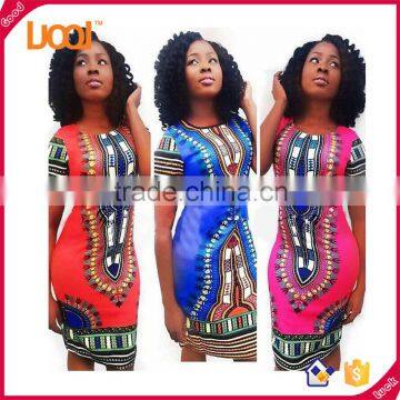 Latest Design Woman Plus Size Summer Short Sleeve Traditional African Dashiki Print Dress                        
                                                Quality Choice