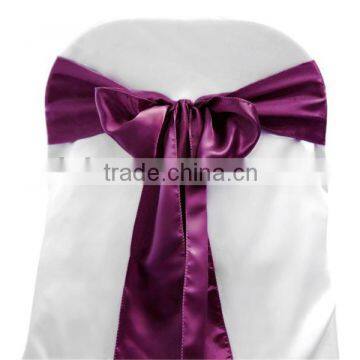 Eggplant Satin Chair Sash, Chair Ties, Wraps for Wedding Banquet Hotel