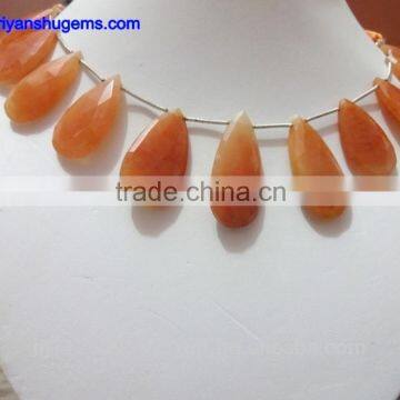 Orange Aventurine Faceted Long Pear Shape Gemstones