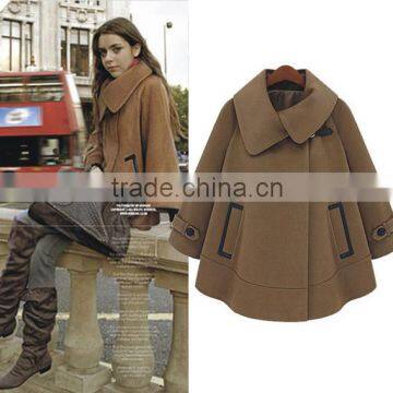 2015 European style women's cloak wool coat