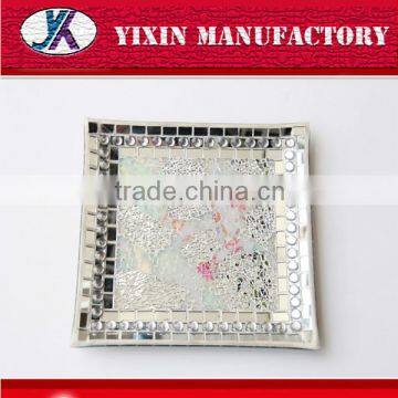 Home Deco Craft Golden and Silver Msoaic Glass Gold Charger Plates /Mosaic Plate for Home&wedding Decoration11/Glass Mosaic photo-3