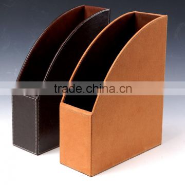 wholesale wooden faux leather file rack/A4 paper file holder