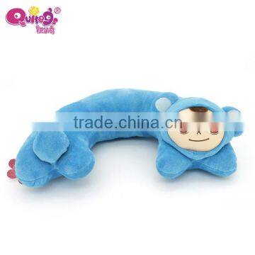 Good quality light blue human face U shape pillow