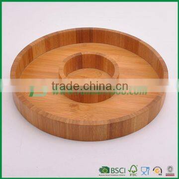 Bamboo food tray with round divider