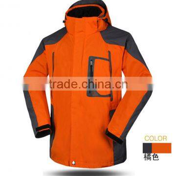 Waterproof orange 3 in 1 ski jacket