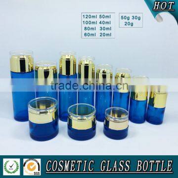 Cosmetics packaging glass pump lotion bottle and glass cosmetic jars