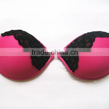 Sexy Mature Invisible Self-adhesive Bra Wireless Sponge Bra Red Strapless Lace Bra