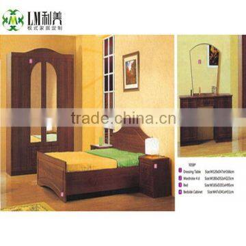 Elegant bed with wardrobe dressing table and night stand(309058)