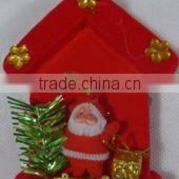 2015 red house shape hanging christmas decoration with santas claus