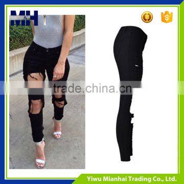 Irregular Hole Street Fashion Ladies Jeans Trousers photo-2