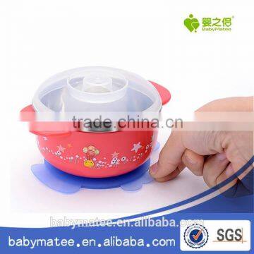 Babymatee 250ML baby feeding products non-toxic plastic handle custom print stainless steel baby bowl