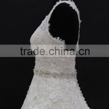 Two Straps Cross Back L.gold/IV Colored A-line 2016 Wedding Dress With Long Train photo-4