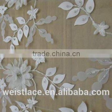 3D Flower Lace/ Beautiful Lace/ Beading Decorate/ Plane Fabrics photo-3