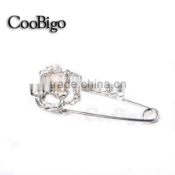 Fashion Jewelry Rhinestone Rose Design Pin Brooch Ladies Dresses Hijab Scarf Wedding Party Gift Appreal Promotion Accessories