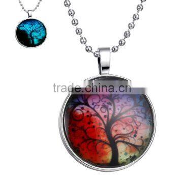 DIY Jewelry Glowing Necklace Glass Cabochon Dome Pendant life tree Glow in The Dark Necklace