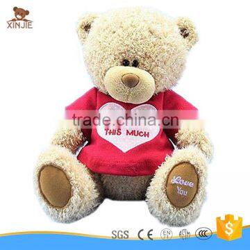 customize light brown plush teddy bear with red embroidery t-shirt                        
                                                Quality Choice