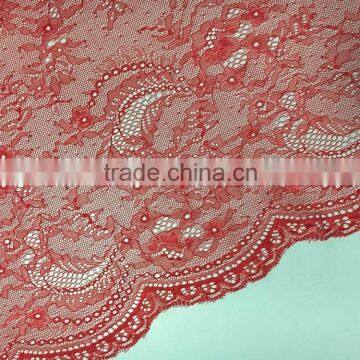 100% nylon inelastic knitting lace fabric with rippled edgee