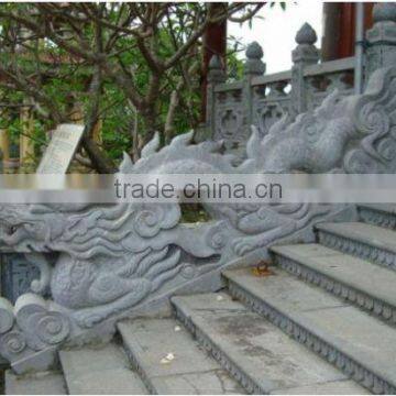 Dragon white marble stair railing designs hand carved stone sculpture from Vietnam No 11