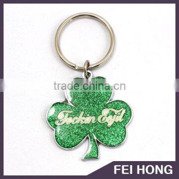 Custom design sparkling four-leaved clover keychain