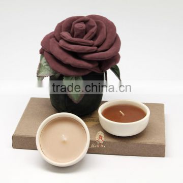 Home decoration scented candle set with ceramic bowl