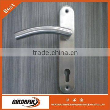 stainless steel lever door handle on back plate