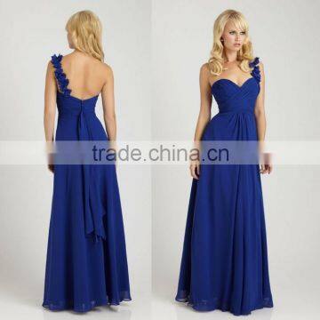 2014 popular one-shoulder sweatheart floor-length bridesmaid dress ZX-149