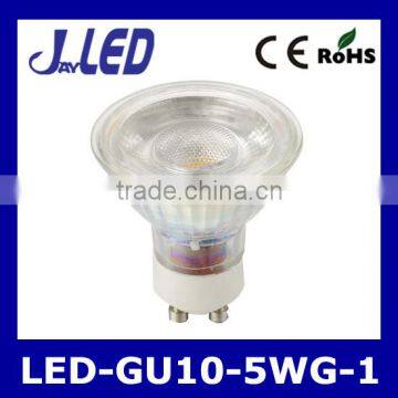 Glass gu10 spotlight high quality cob smd 5w led gu10 cup