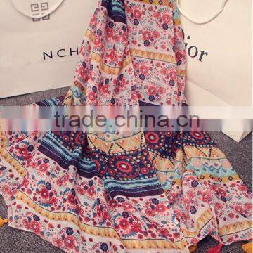Hot Selling Floral Pattern Scarf Viscose Design Fashion Muslim Hijab Pashmina Autumn Popular Shawls /scarves photo-2