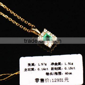 Factory Wholesale 18 Carat Gold Mosaic Natural Emerald Clavicular Necklace Pendant photo-2