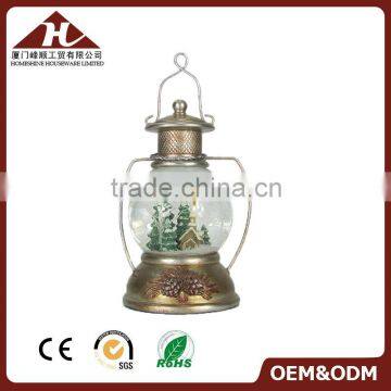 resin craft christmas snow globe in lantern shape