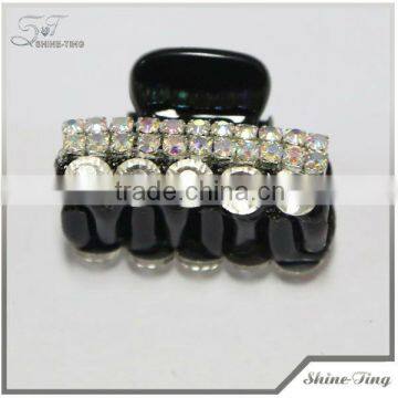 fashion small plastic hair clip with crystal for women