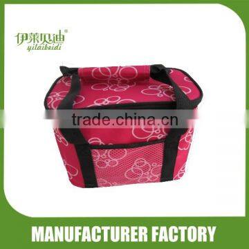 600D polyester flower print insulated cooler bag for outdoor