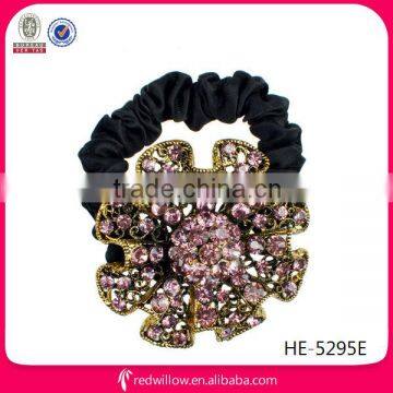 2014 New designed fancy gorgeous rhinestone flower hair elastic bands