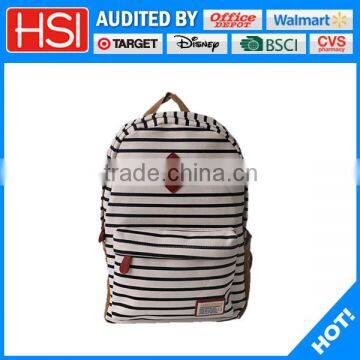 fabric black and white stripe printing women cotton backpack                        
                                                Quality Choice