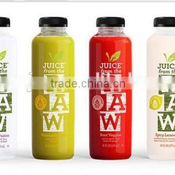 printed logo in glass round bottle for beverage cold press raw juice 300ml