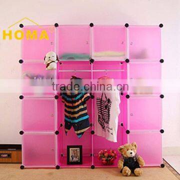 2015 Plastic portable particle board wardrobe with casters