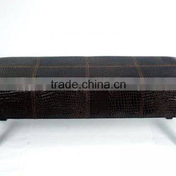 Simple black leather rectangular stool